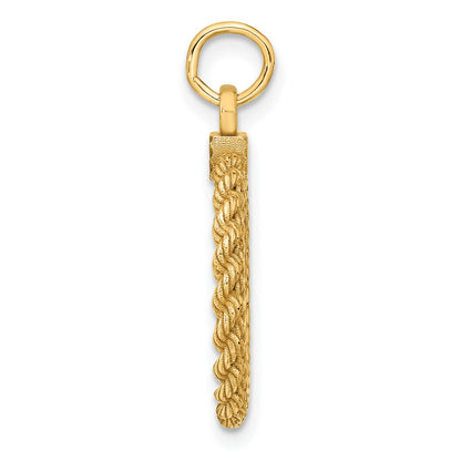 14k Plain .013 Gauge Round Engravable 22x17mm Disc with Rope Edge Charm