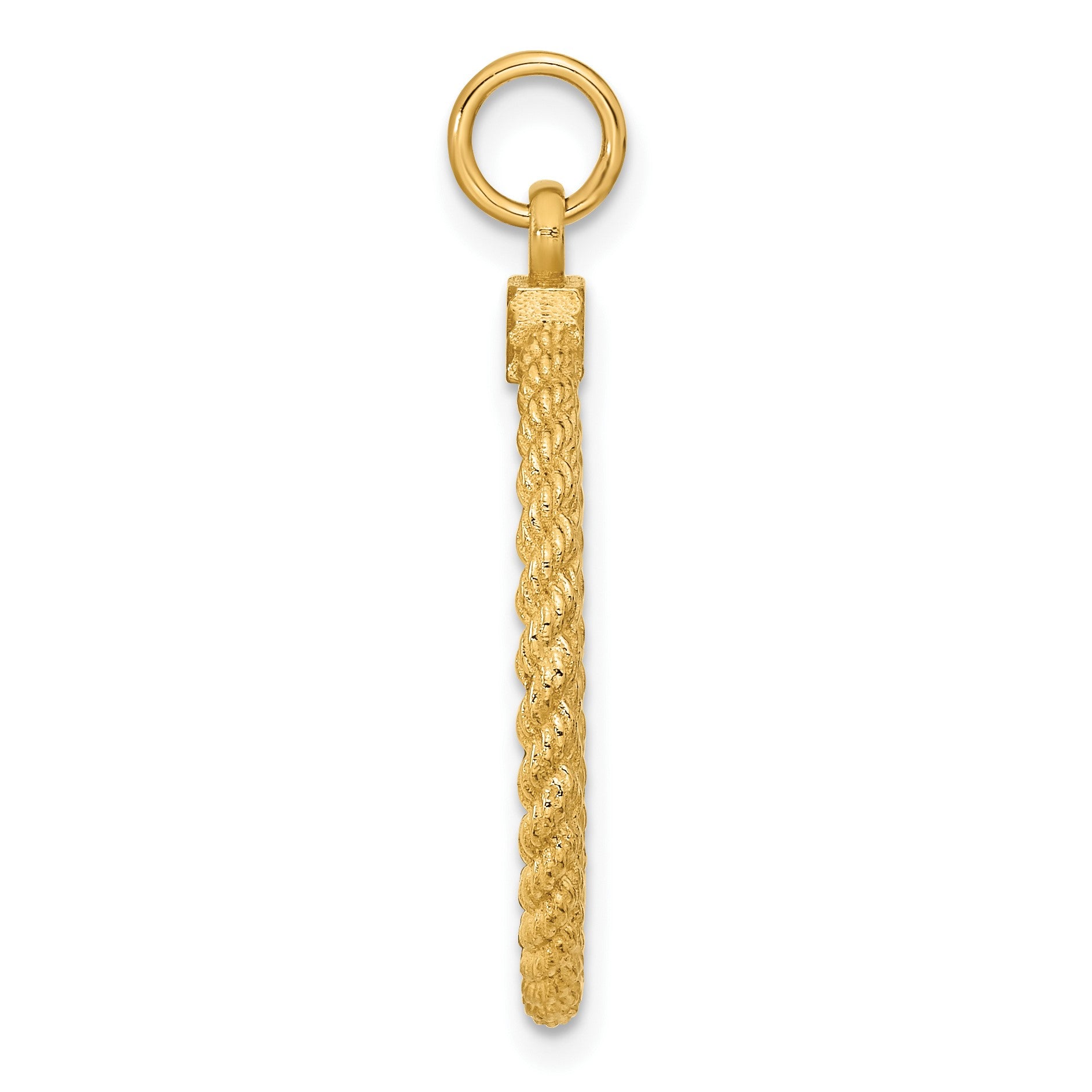 14k Plain .013 Gauge Round Engravable 27x21mm Disc with Rope Edge Charm