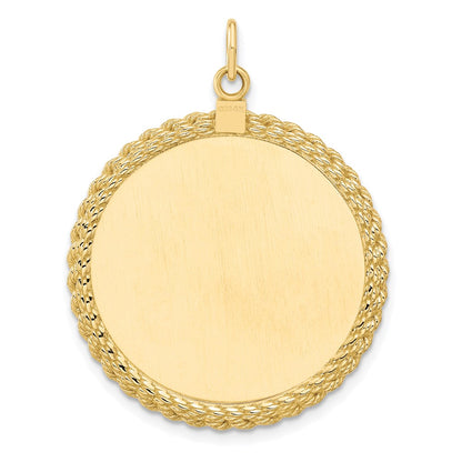 14k Plain .013 Gauge Circular Engravable Disc with Rope Charm