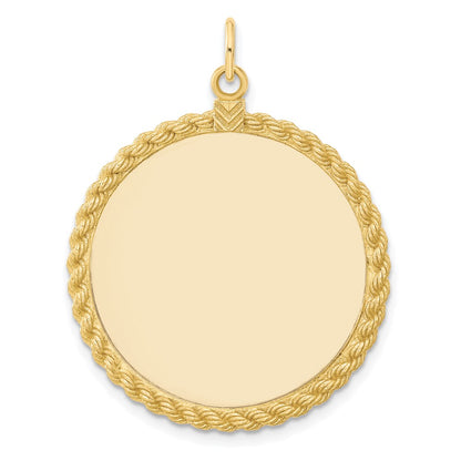 14k Plain .013 Gauge Circular Engravable Disc with Rope Charm