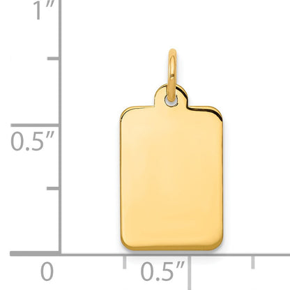 14k Plain .018 Gauge Rectangular Engravable 17x10mm Disc Charm