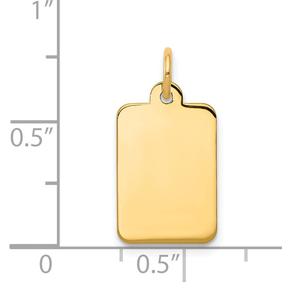 14k Plain .011 Gauge Rectangular Engravable 17x10mm Disc Charm