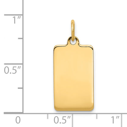 14k Plain .035 Gauge Rectangular Engravable 20x11mm Disc Charm