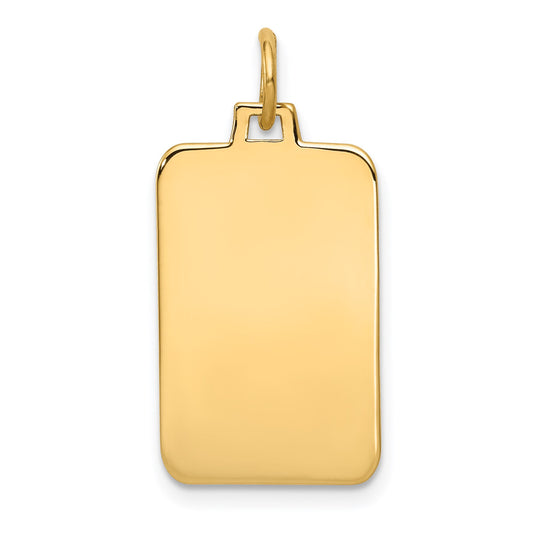 14k Plain .011 Gauge Engravable Rectangular 22x12mm Disc Charm