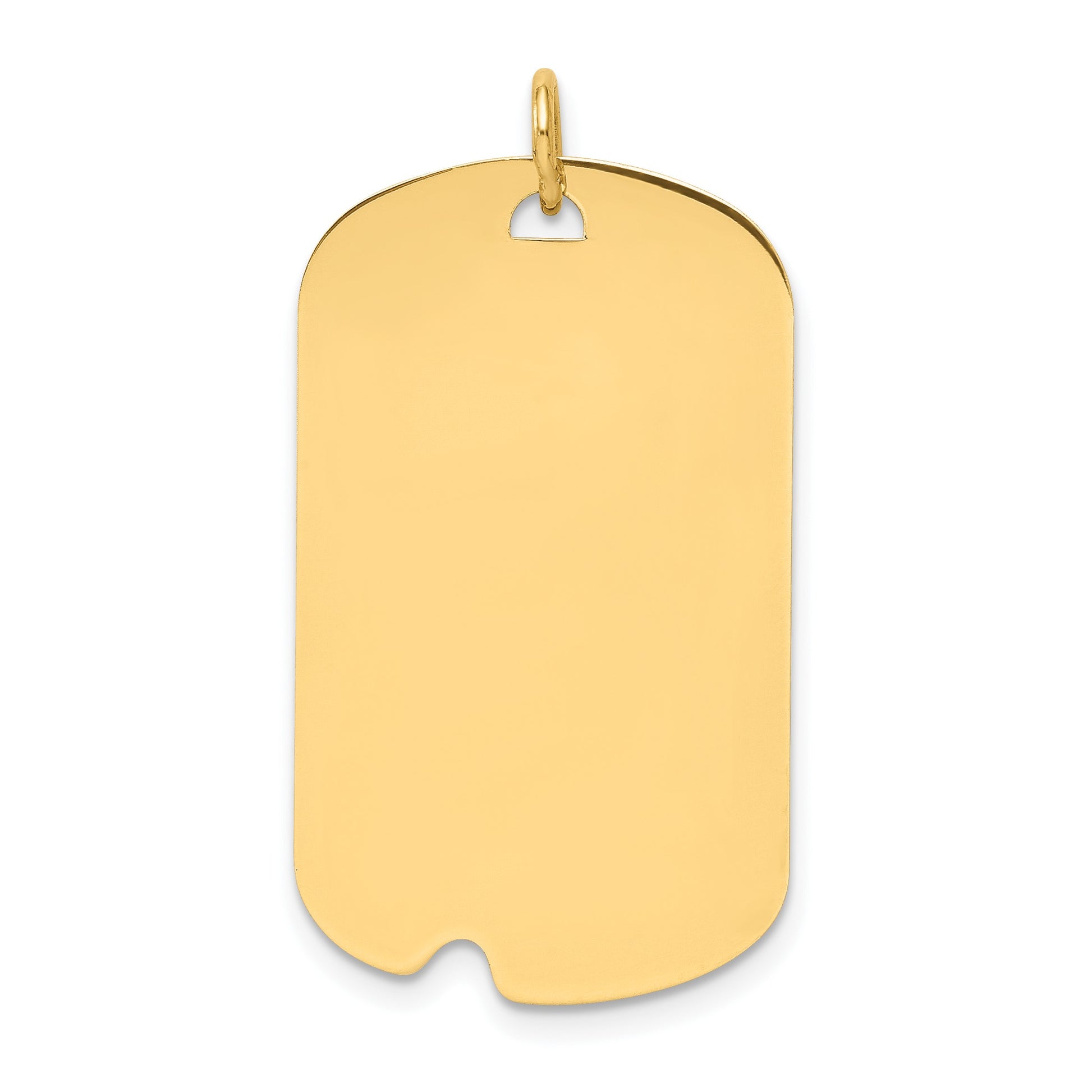 14k Plain .027 Gauge Engravable 31x18mm Dog Tag with Notch Disc Charm