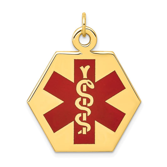 14k Red Enamel Medical Jewelry Pendant