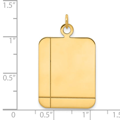 14k Plain with Etched Lines Rectangular .035 Gauge Engravable 30x20mm Disc Charm