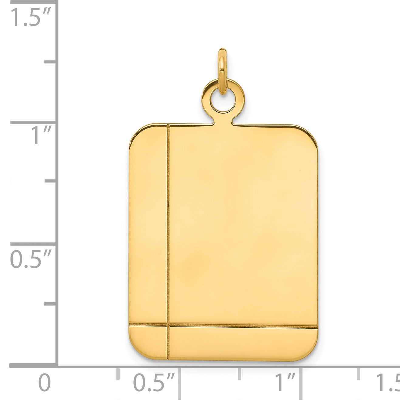 14k Plain with Etched Lines Rectangular .018 Gauge Engravable 30x20mm Disc Charm