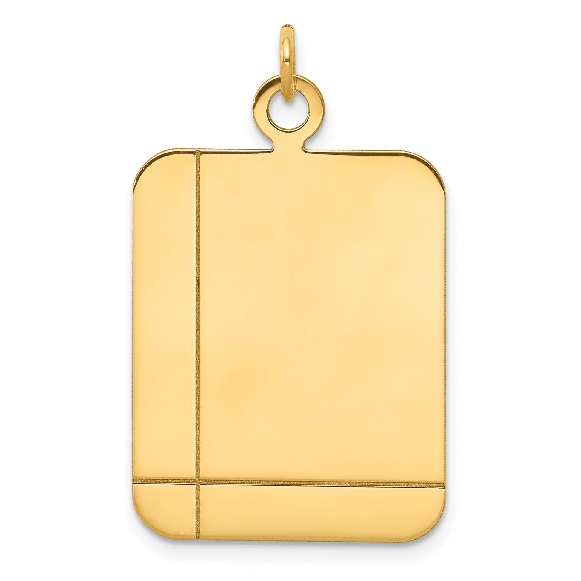 14k Plain with Etched Lines Rectangular .035 Gauge Engravable 30x20mm Disc Charm