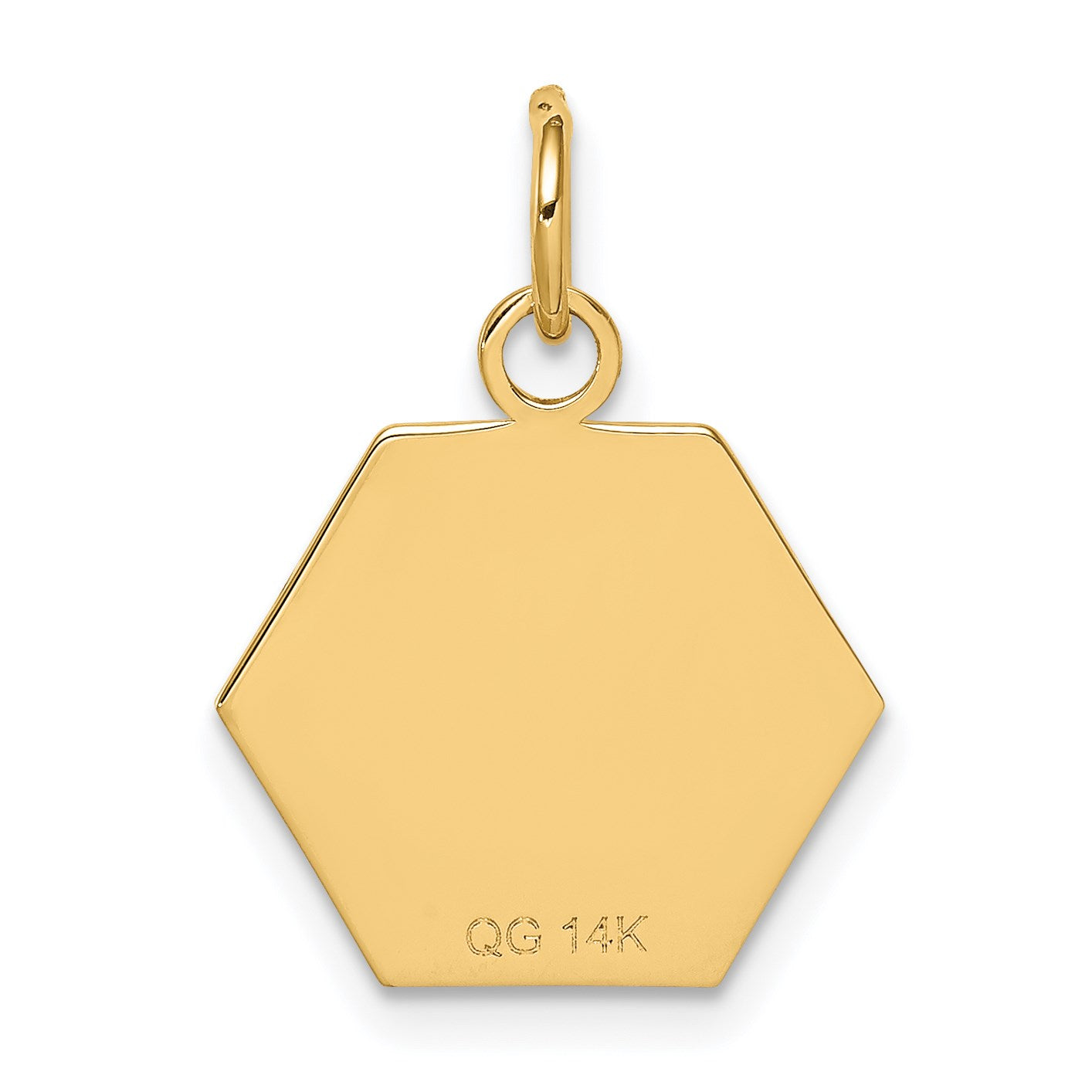 14k 15mm Hexagon Red Enameled Medical Jewelry Pendant