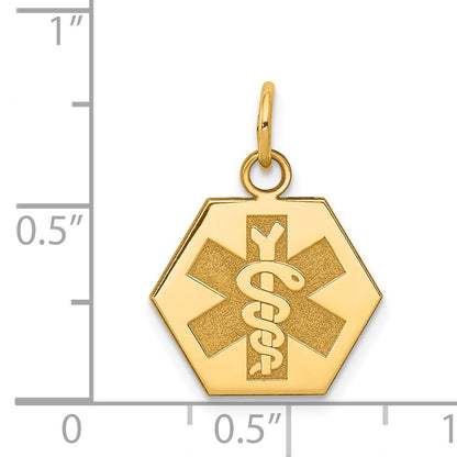 14k 15mm Hexagon Non-enameled Medical Jewelry Pendant