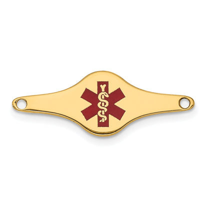 14k 25x9mm Red Enameled Shaped Medical ID Plate