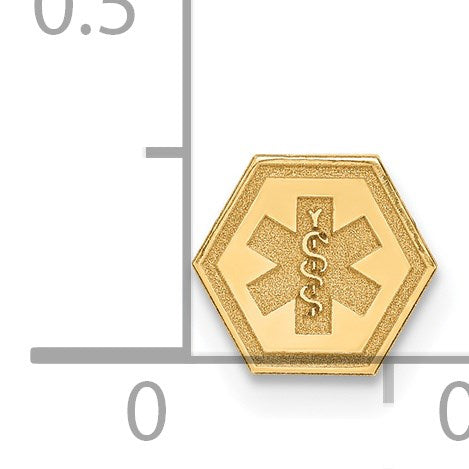 14k 6mm Hexagon Non-enameled Attachable Medical Jewelry Emblem