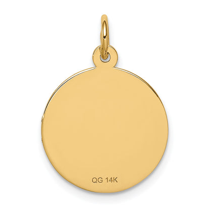 14k 16mm Round Non-enameled Medical Jewelry Pendant