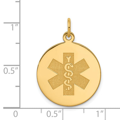 14k 19mm Round Non-enameled Medical Jewelry Pendant