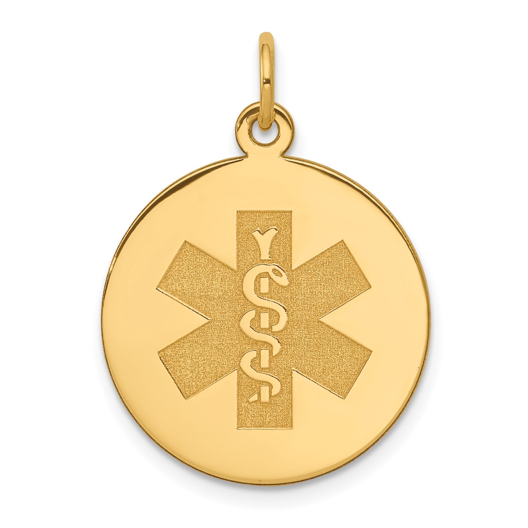 14k 19mm Round Non-enameled Medical Jewelry Pendant