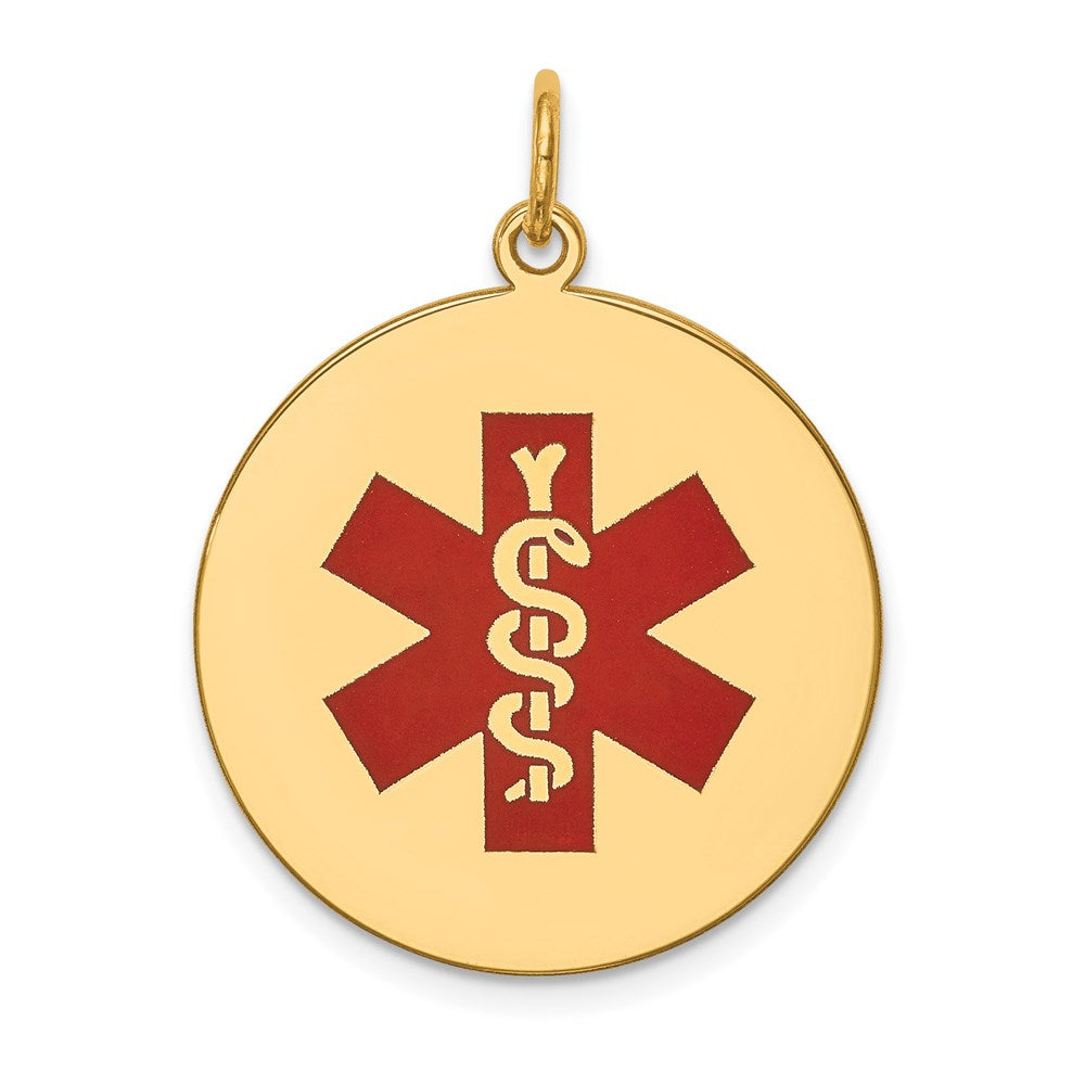 14k Red Enamel Medical Jewelry Pendant