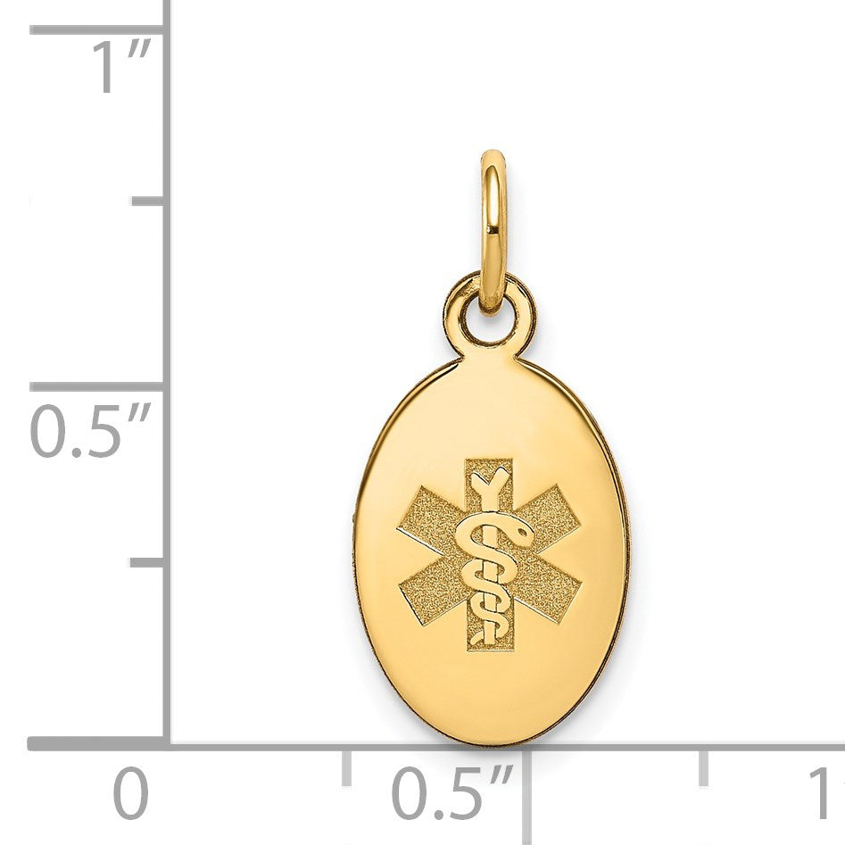 14k 16x9.5mm Oval Non-enameled Medical Jewelry Pendant