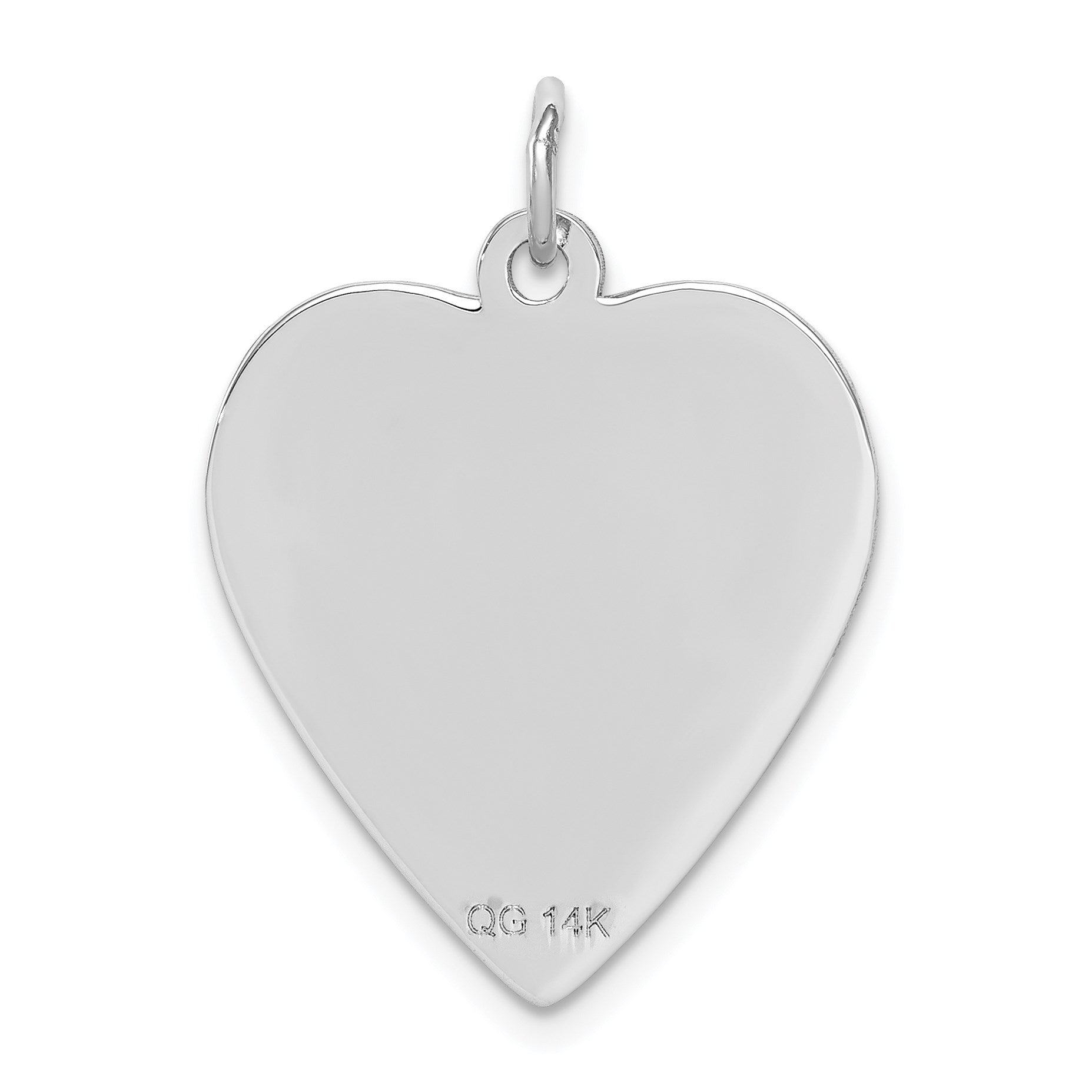 14k White Gold 19mm Heart-Shaped Red Enameled Medical Jewelry Pendant