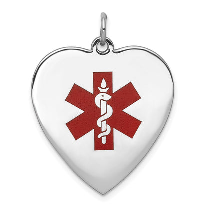 14k WG Heart-Shaped Enameled Medical Jewelry Pendant