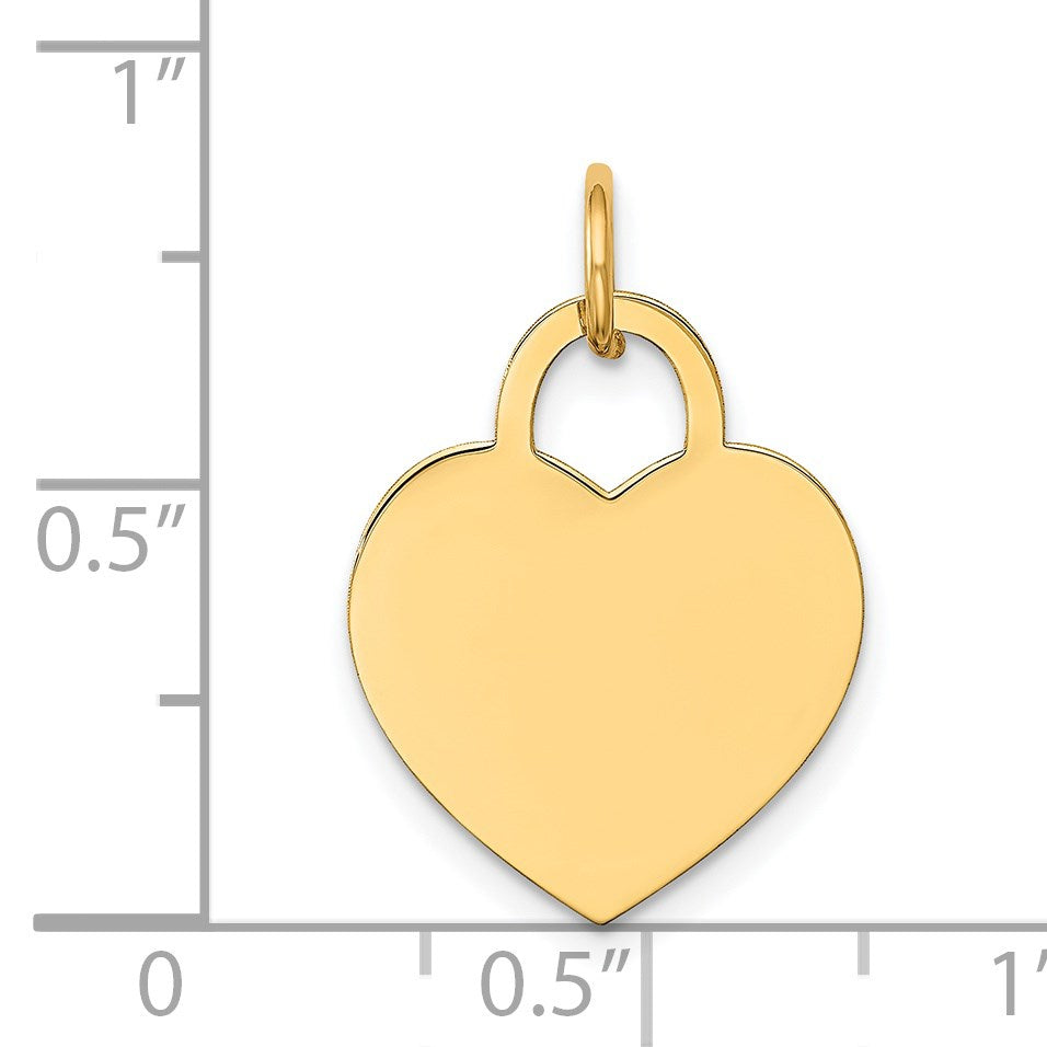 14k Plain .035 Gauge Engravable Heart 19x15mm Disc Charm
