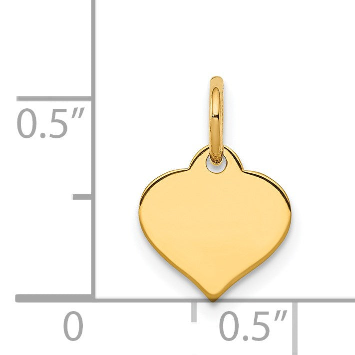 14k Plain .009 Gauge Engraveable Heart 10x10mm Disc Charm
