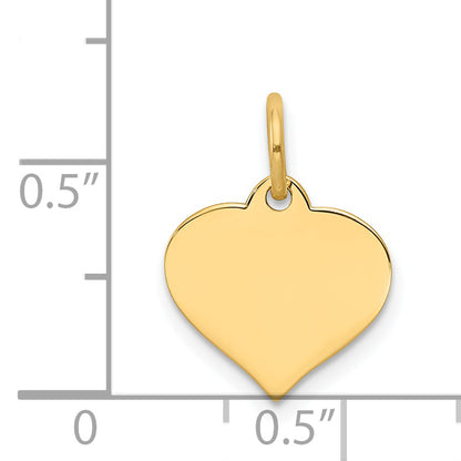14k Plain .018 Gauge Engraveable Heart 14x12mm Disc Charm