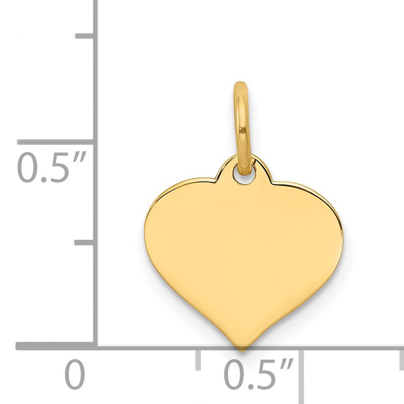 14k Plain .013 Gauge Engraveable Heart 14x12mm Disc Charm