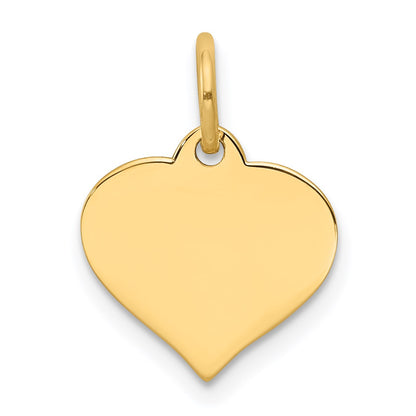 14k Plain .011 Gauge Engraveable Heart 14x12mm Disc Charm