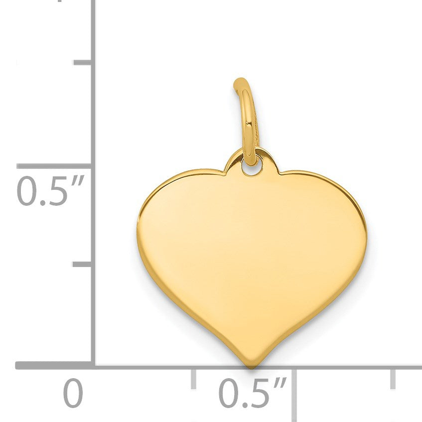 14k Plain .009 Gauge Engraveable Heart 15x14mm Disc Charm