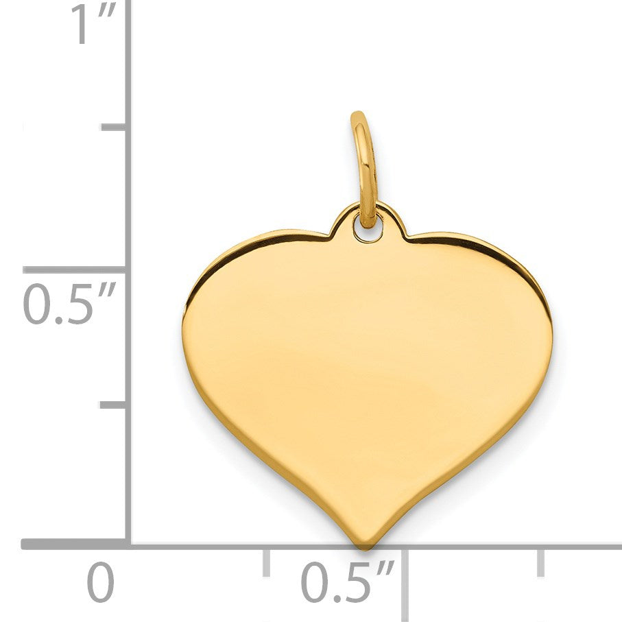 14k Plain .035 Gauge Engraveable Heart 16x17mm Disc Charm