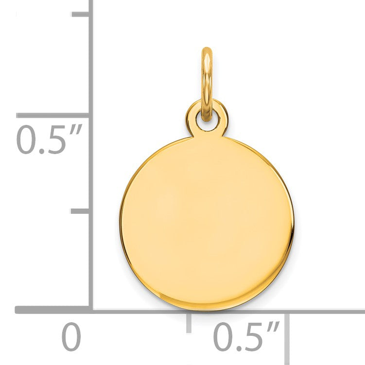 14K Plain .009 Gauge Round Engravable 11mm Disc Charm