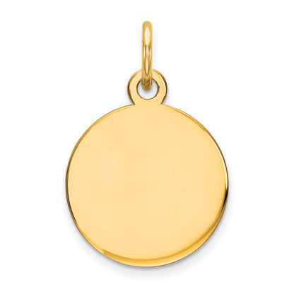 14K Plain .018 Gauge Round Engravable 11mm Disc Charm