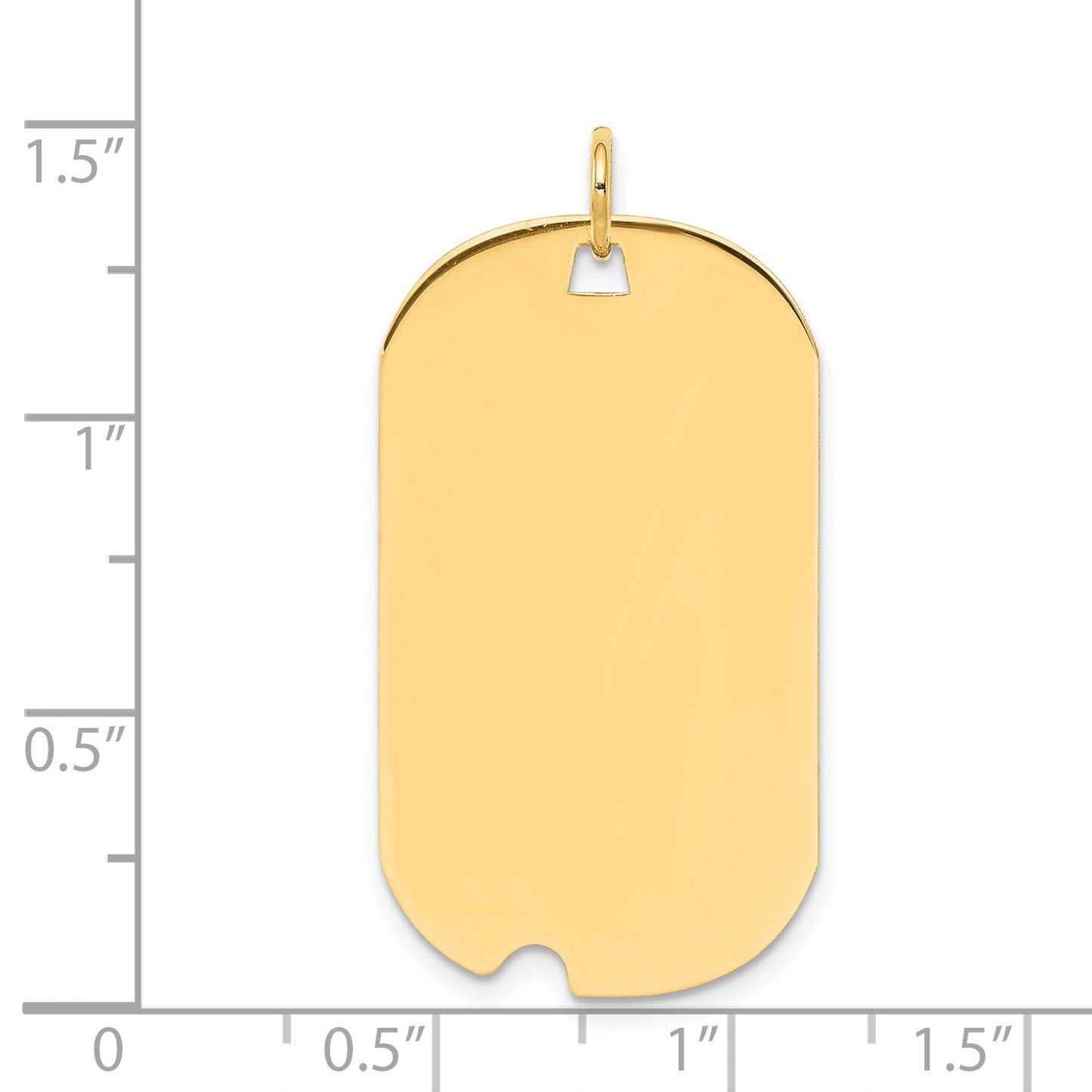 14k Plain .018 Gauge Engravable 34x19mm Dog Tag with Notch Disc Charm