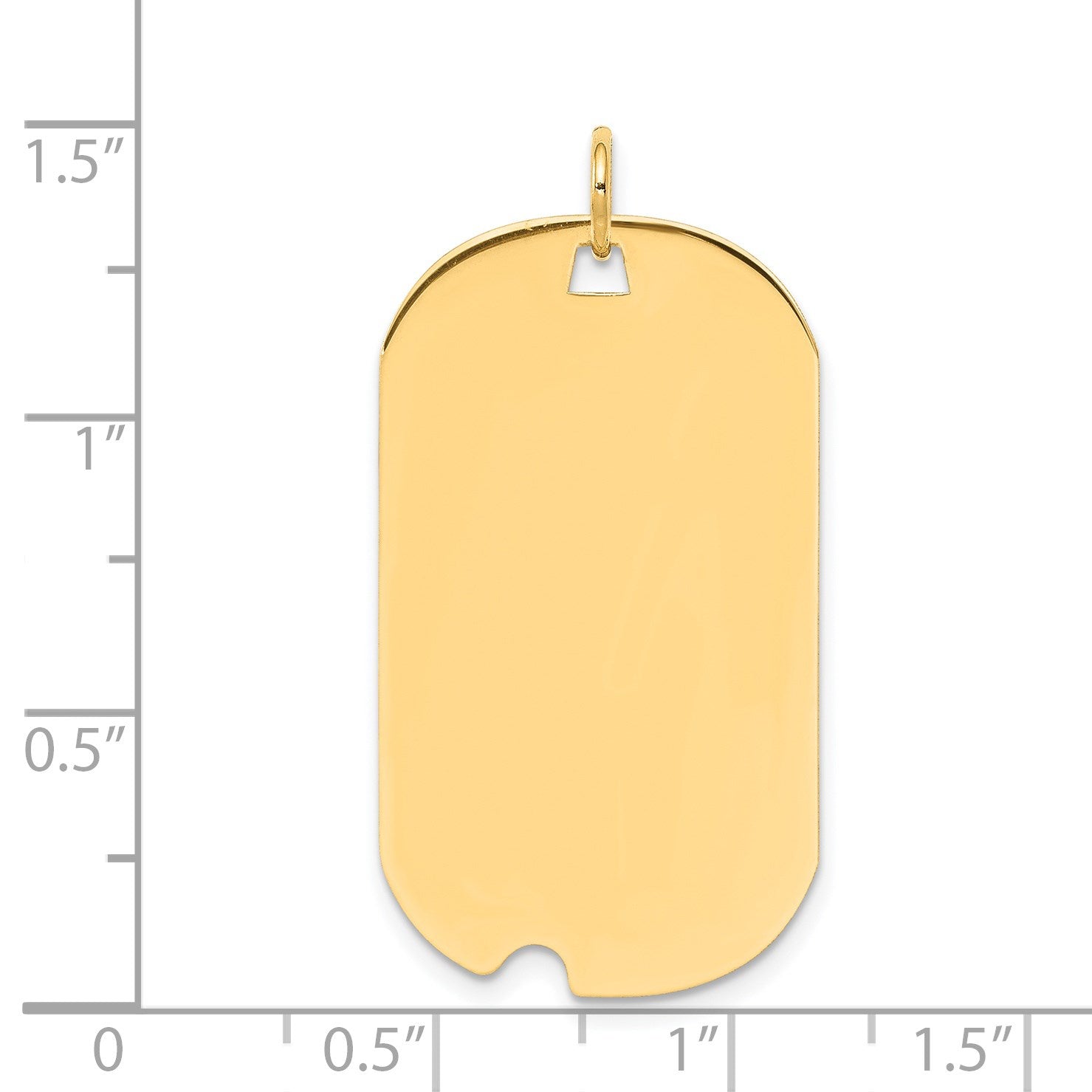 14k Plain .018 Gauge Engravable 34x19mm Dog Tag with Notch Disc Charm