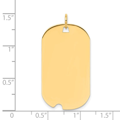 14k Plain .018 Gauge Engravable 34x19mm Dog Tag with Notch Disc Charm