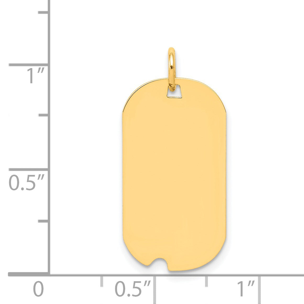 14k Plain .011 Gauge Engravable 25x13mm Dog Tag with Notch Disc Charm