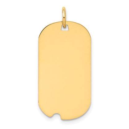 14k Plain .013 Gauge Engraveable 26x15mm Dog Tag with Notch Disc Charm