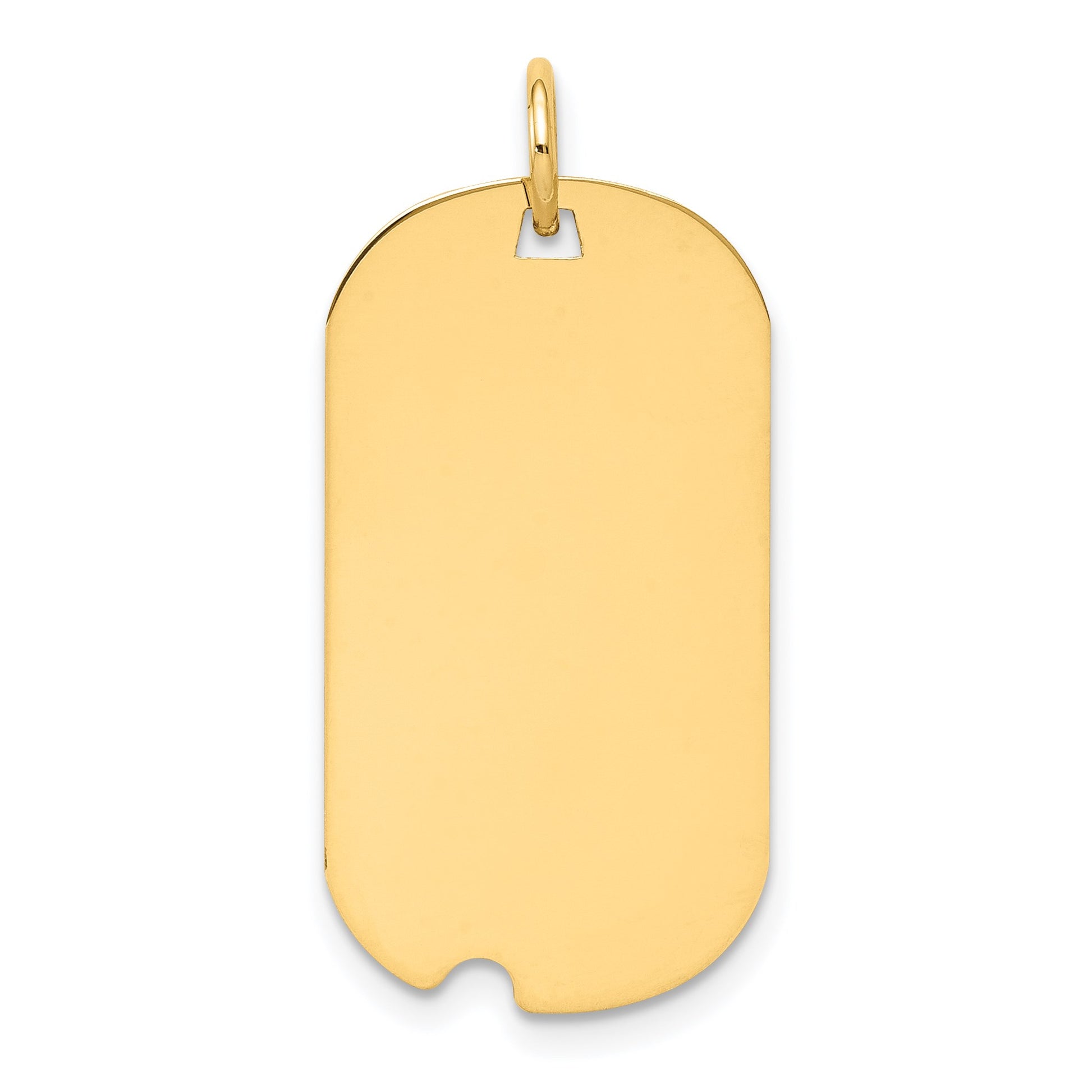 14k Plain .018 Gauge Engraveable 26x15mm Dog Tag with Notch Disc Charm