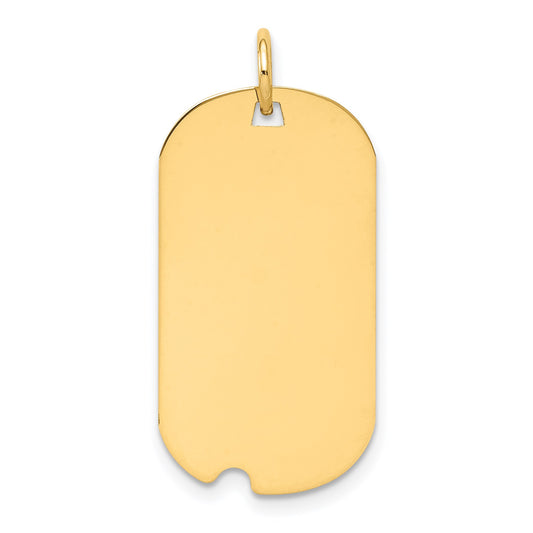 14k Plain .011 Gauge Engraveable 26x15mm Dog Tag with Notch Disc Charm