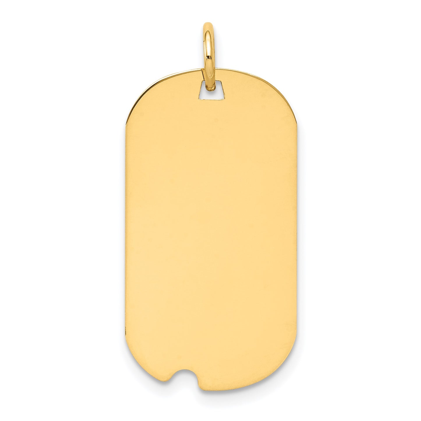14k Plain .018 Gauge Engraveable 26x15mm Dog Tag with Notch Disc Charm