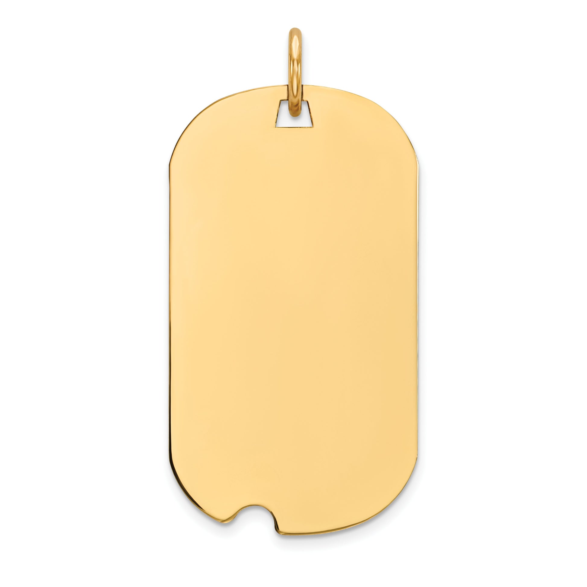 14k Plain .009 Gauge Engraveable 27x15mm Dog Tag with Notch Disc Charm