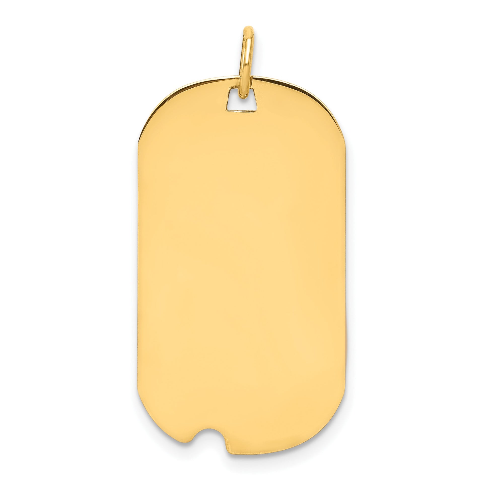 14k Plain .027 Gauge Engraveable 28x16mm Dog Tag with Notch Disc Charm