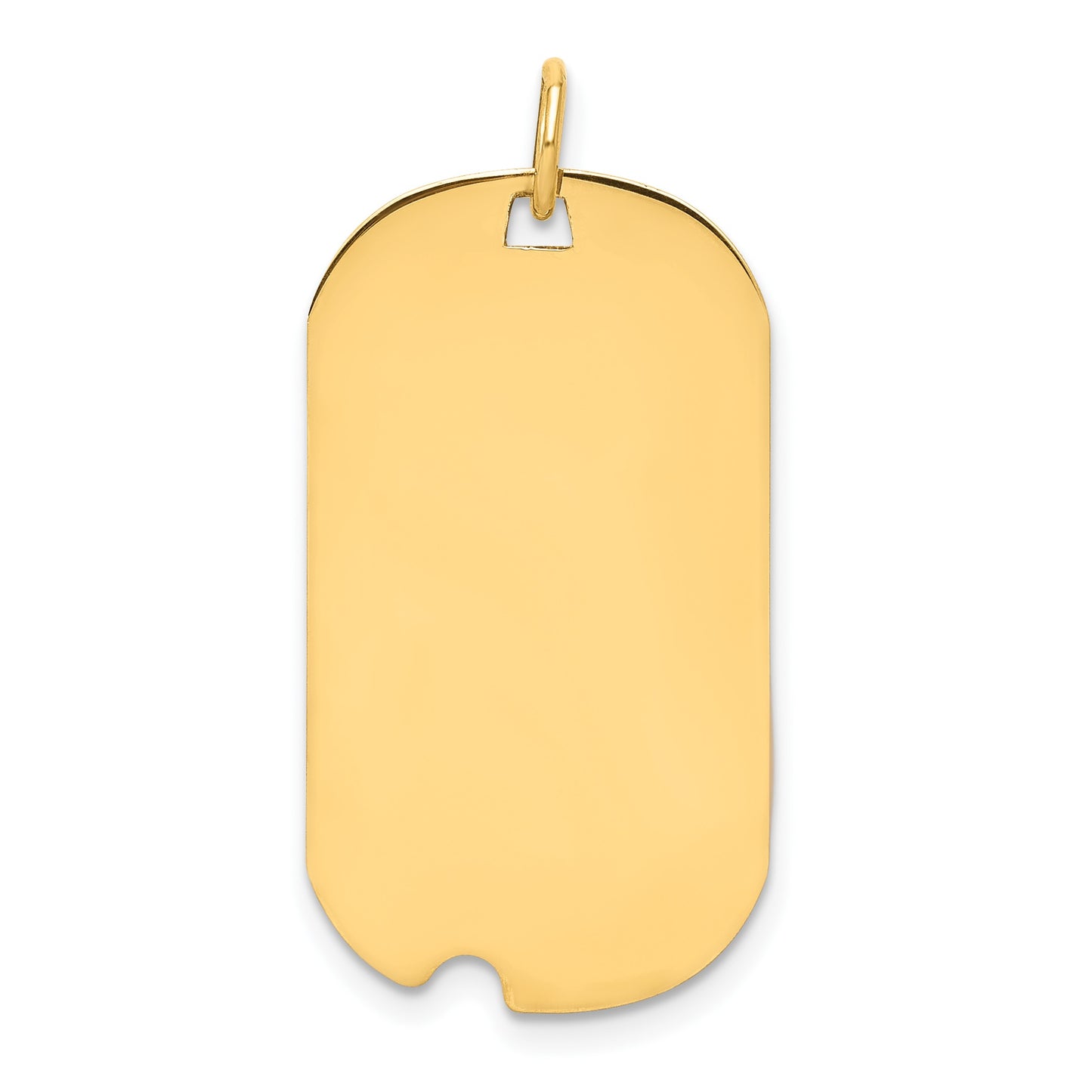 14k Plain .027 Gauge Engraveable 28x16mm Dog Tag with Notch Disc Charm