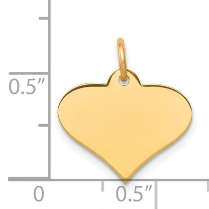 14k Plain .009 Gauge Engraveable Heart 13x16mm Disc Charm