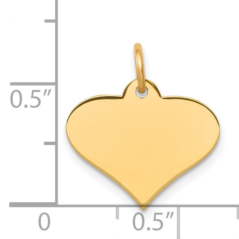 14k Plain .018 Gauge Engraveable Heart 13x16mm Disc Charm