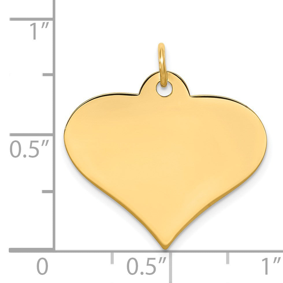 14k Plain .013 Gauge Engraveable Heart 22x25mm Disc Charm