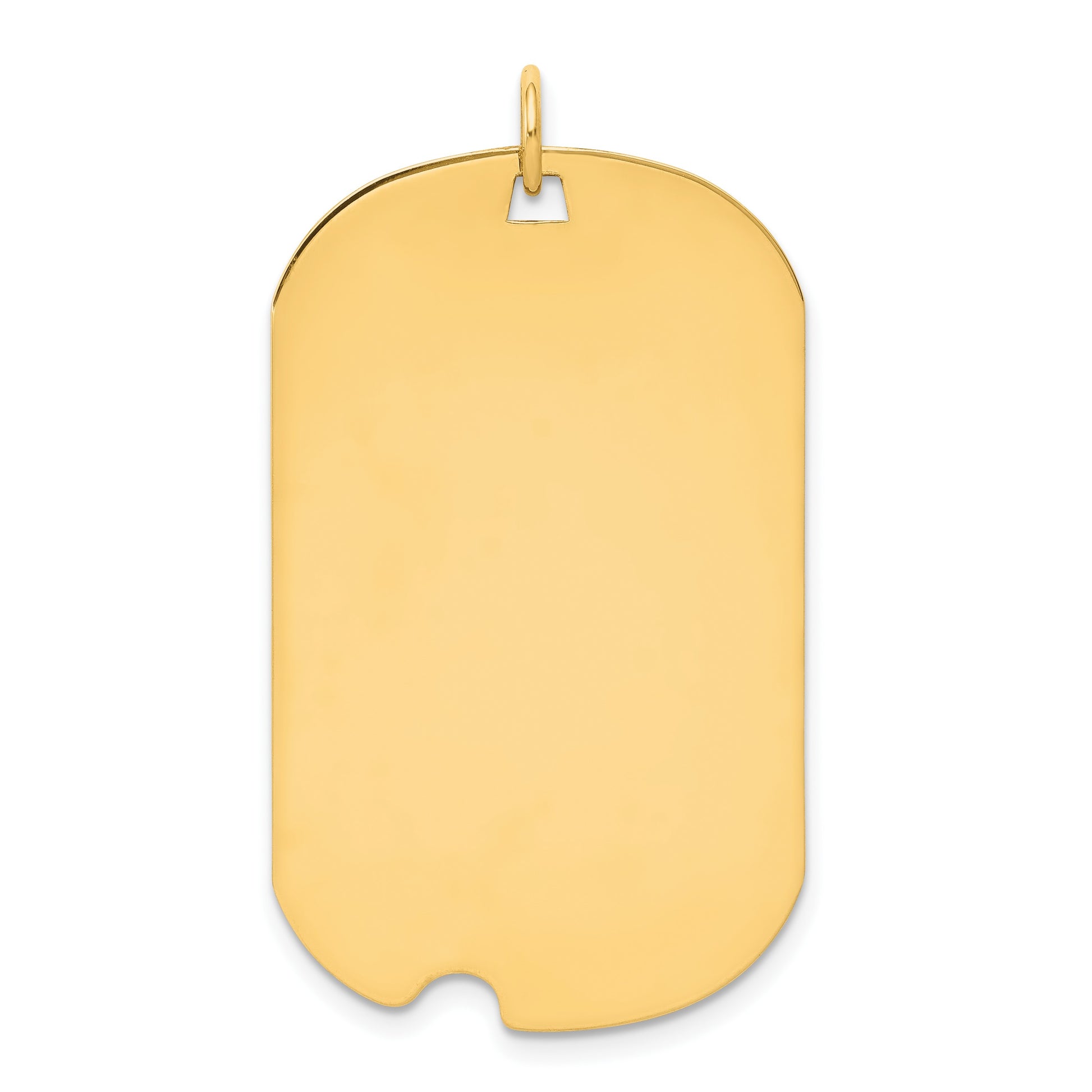 14k Plain .011 Gauge Engravable 37x23mm Dog Tag with Notch Disc Charm