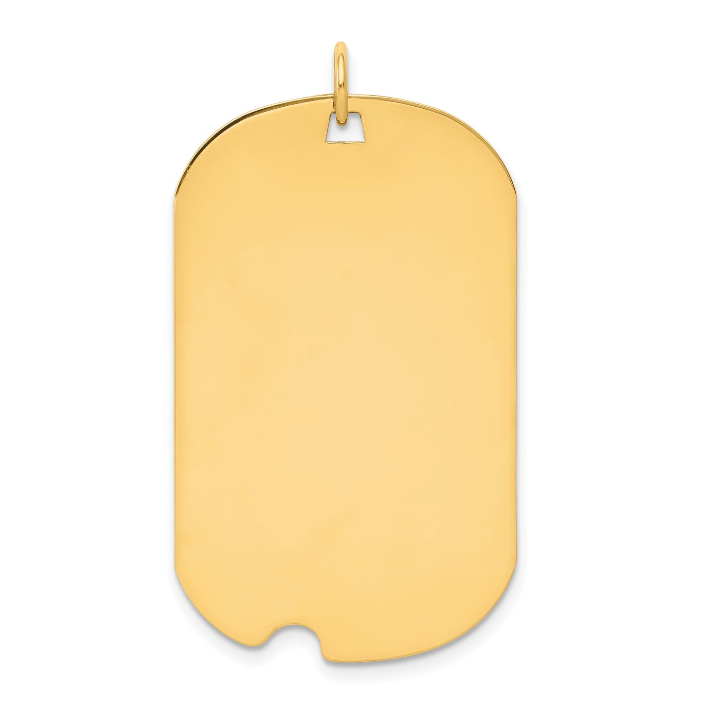 14k Plain .013 Gauge Engravable 37x23mm Dog Tag with Notch Disc Charm