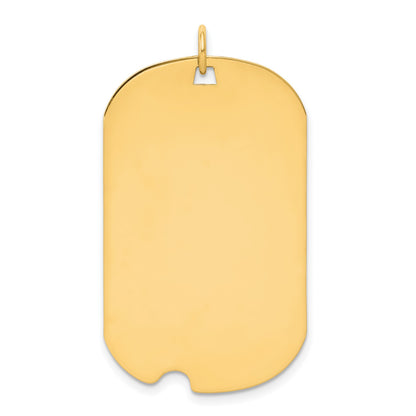 14k Plain .013 Gauge Engravable 37x23mm Dog Tag with Notch Disc Charm